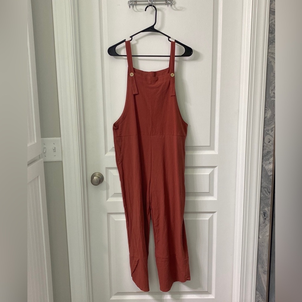 Burnt Orange Overalls - women’s Size Small NEW!!